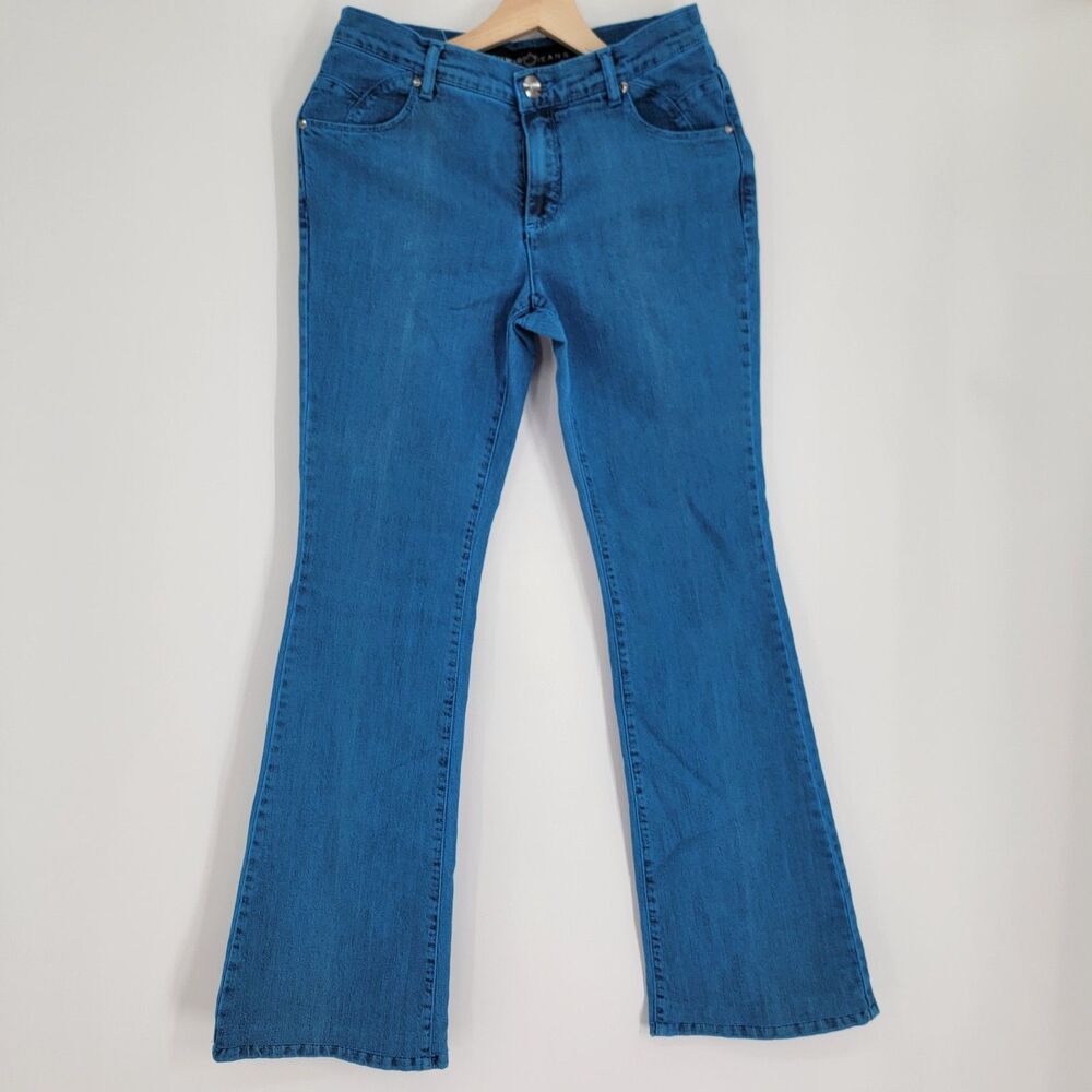 Dismero Jeans Womens 27 Bright Blue Cotton Stretch Bootcut Jeans Made in Italy